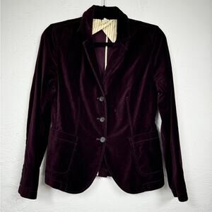J Crew Vintage Y2K Burgundy Velvet Blazer Jacket Women S Preppy Classic Academia